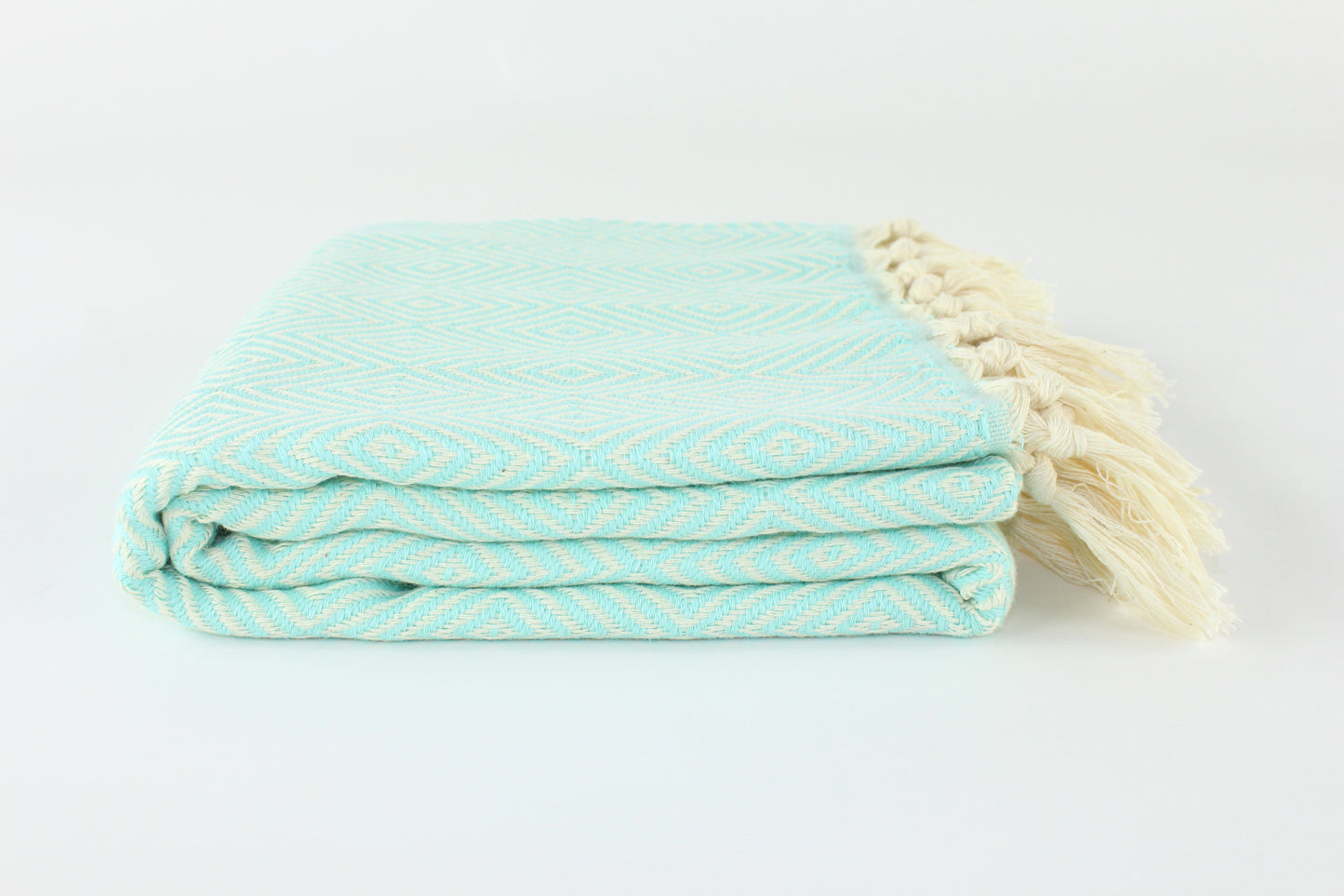 Premium Turkish Plain Diamond Towel Peshtemal Fouta (Mint)