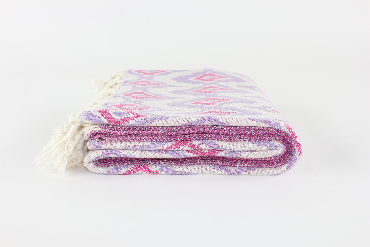 Premium Turkish Diamond Towel Peshtemal Fouta (Lilac & Fuchsia)