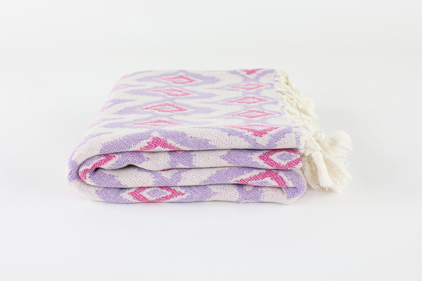 Premium Turkish Diamond Towel Peshtemal Fouta (Lilac & Fuchsia)