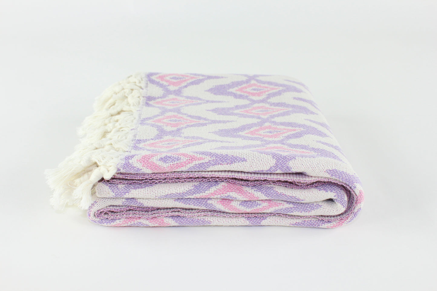 Premium Turkish Diamond Towel Peshtemal Fouta (Lilac & Pink)