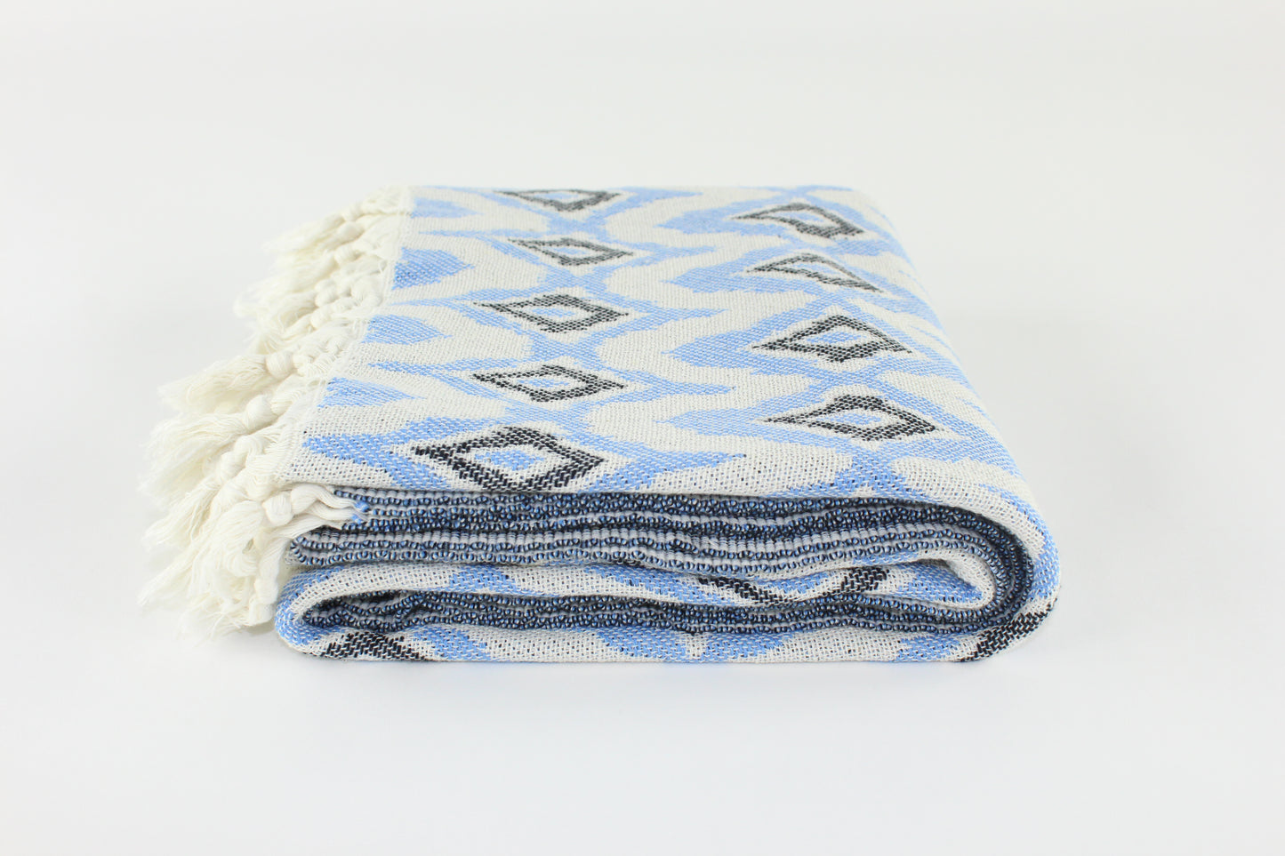 Premium Turkish Diamond Towel Peshtemal Fouta (Blue & Black)