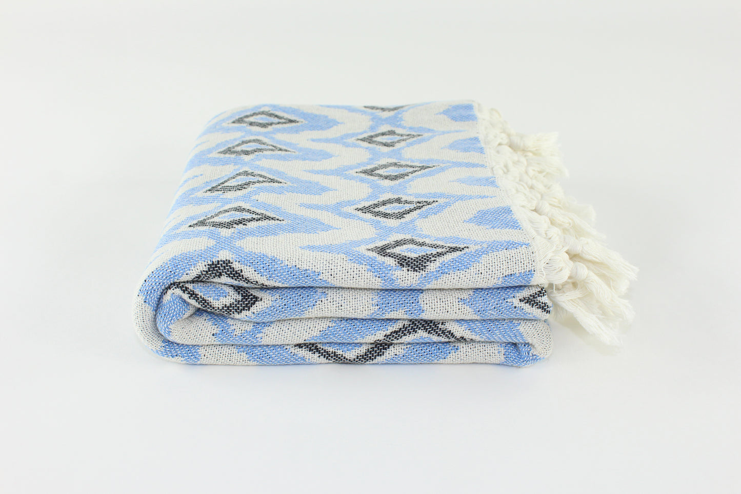 Premium Turkish Diamond Towel Peshtemal Fouta (Blue & Black)