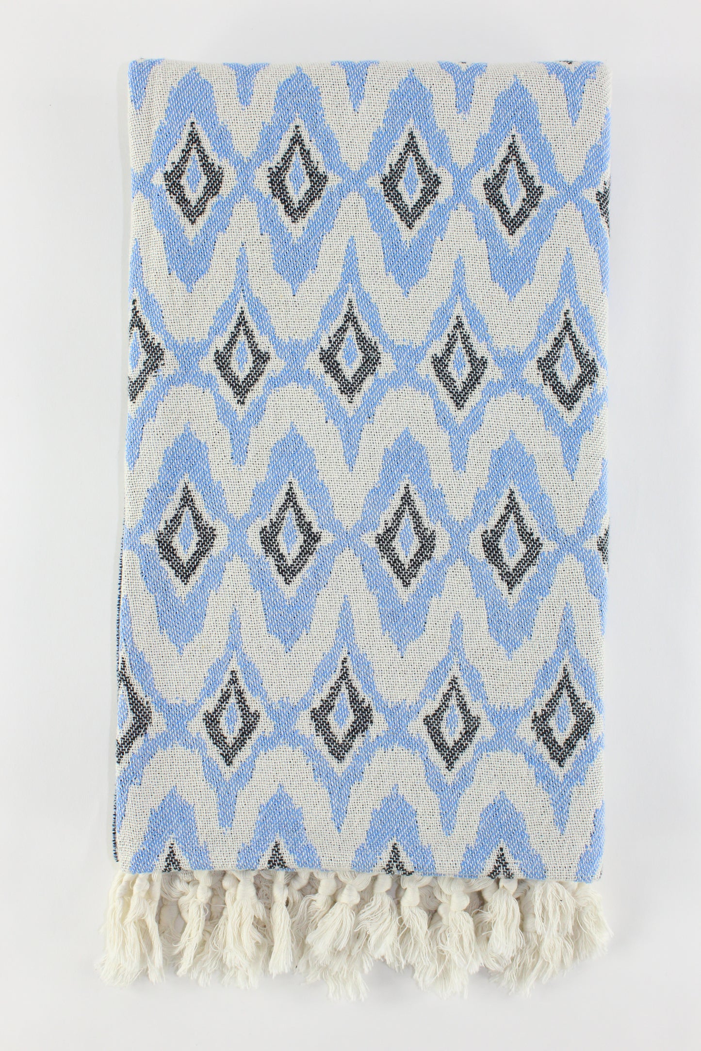 Premium Turkish Diamond Towel Peshtemal Fouta (Blue & Black)