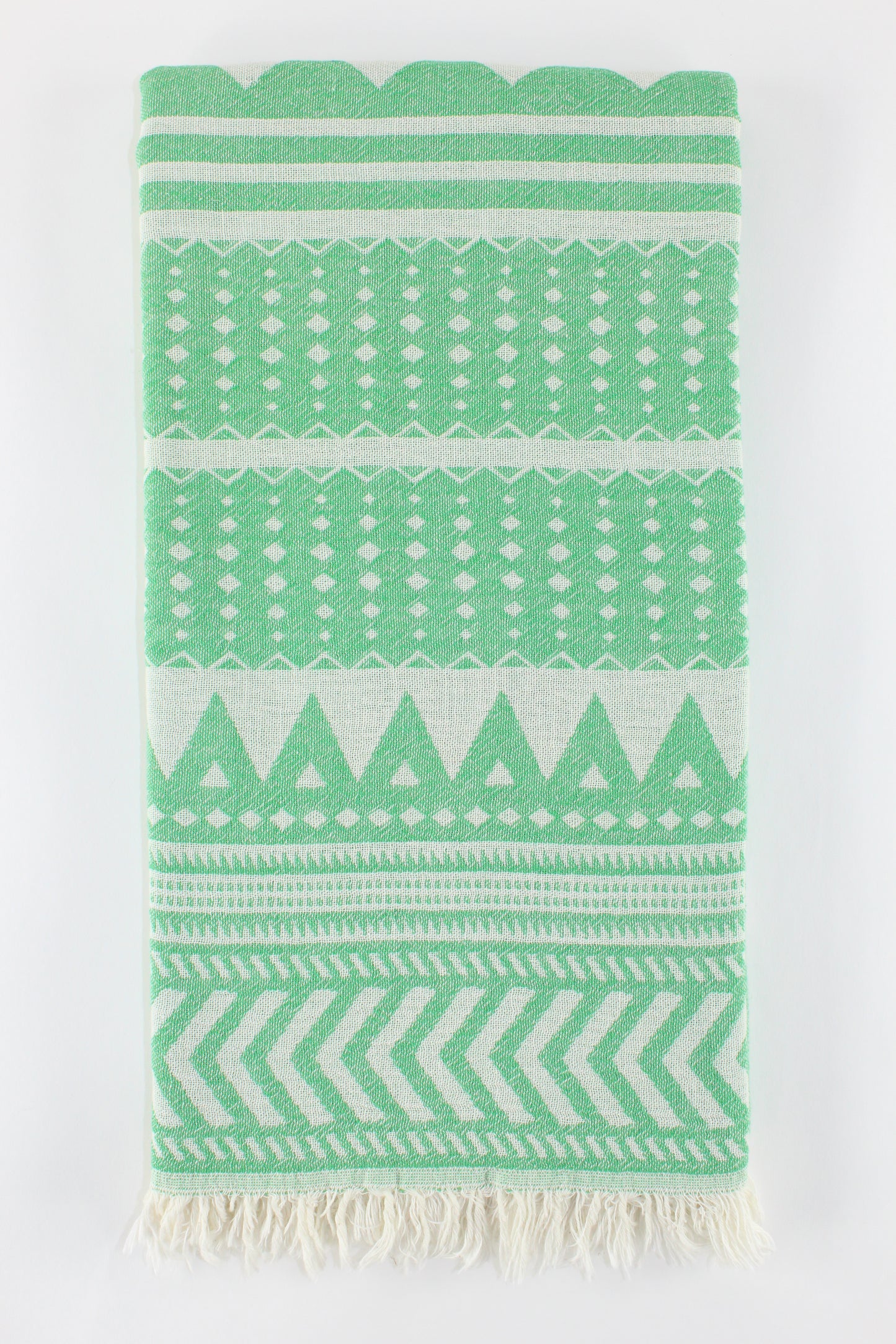 Premium Turkish Double Layer Kilim Towel Peshtemal Fouta (Green)