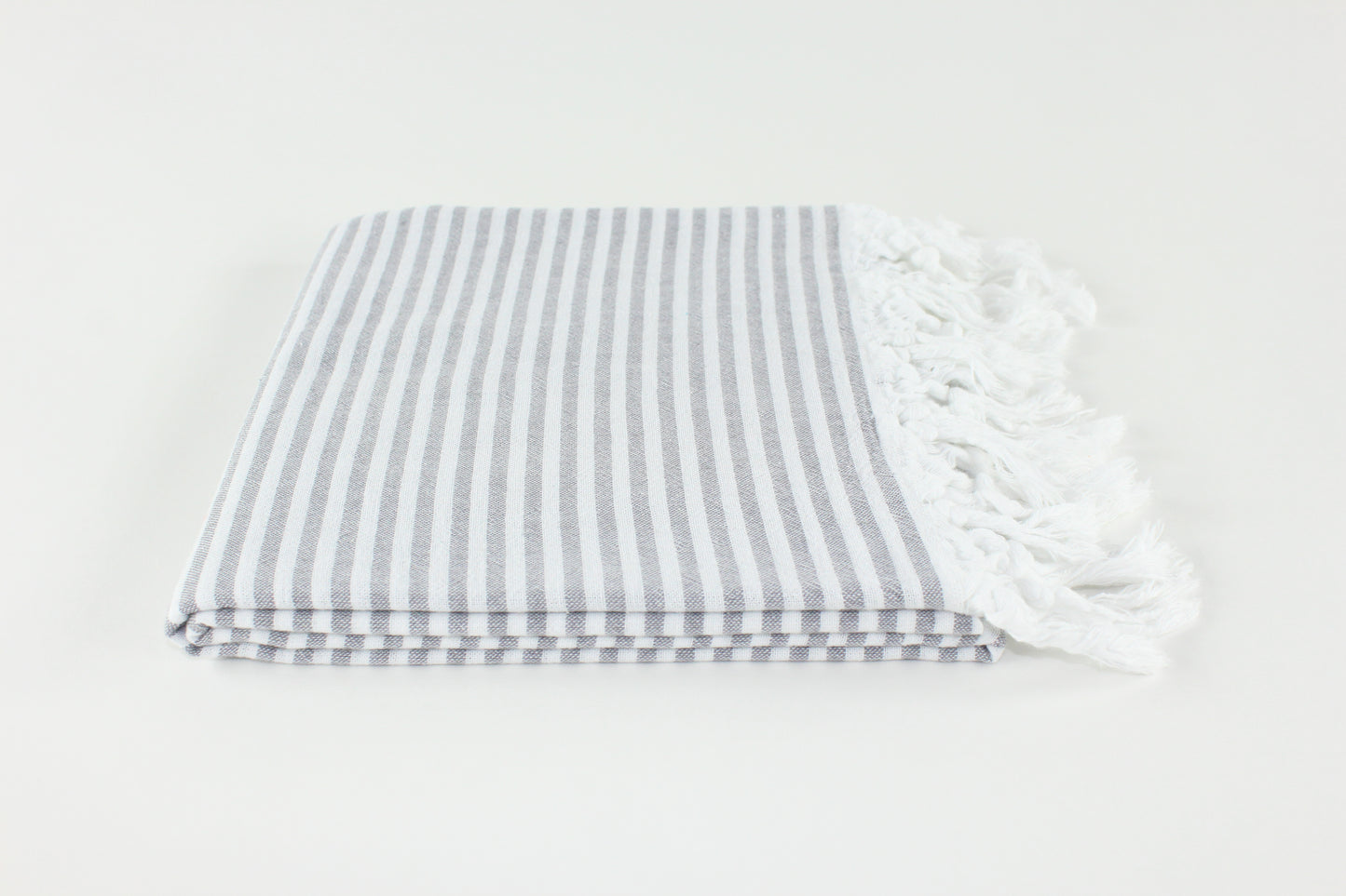 Premium Turkish Full Thin Striped Towel Peshtemal Fouta (Gray)