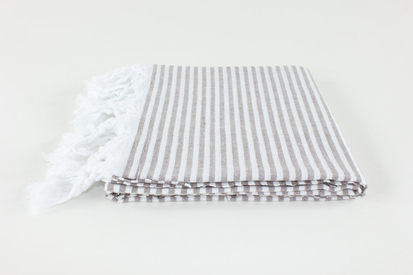 Premium Turkish Full Thin Striped Towel Peshtemal Fouta (Brown)