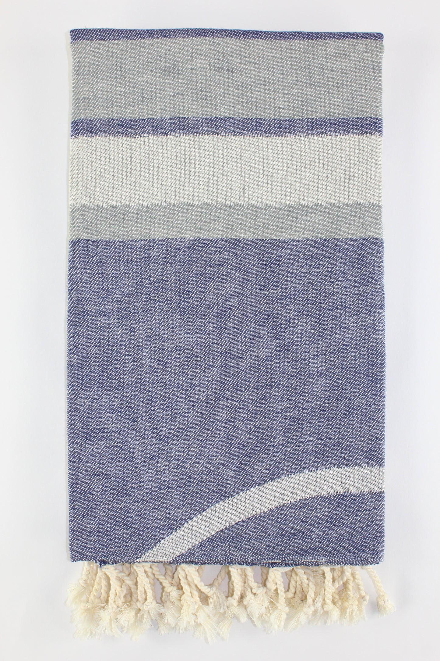 Premium Turkish Towel Peshtemal Fouta (Navy Blue & Gray)