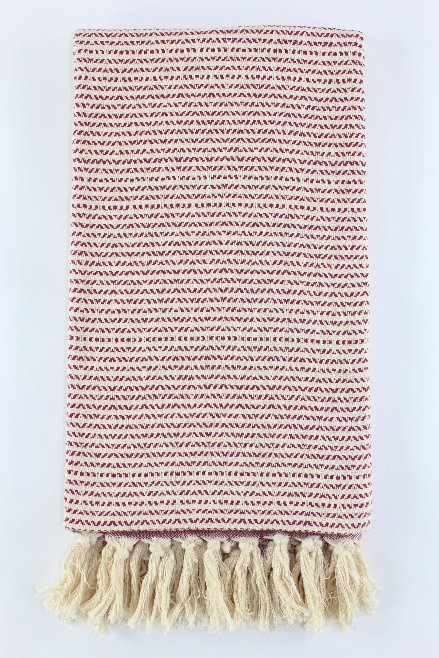 Premium Turkish Striped Diamond Towel Peshtemal Fouta (Burgundy)