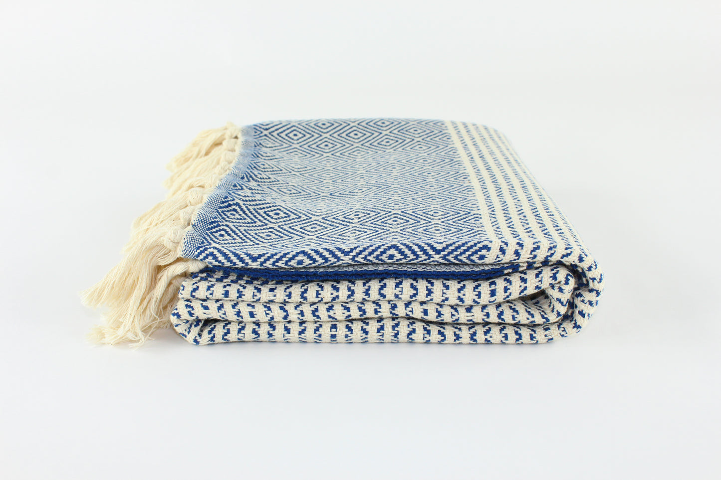 Premium Turkish Striped Diamond Towel Peshtemal Fouta (Navy Blue)