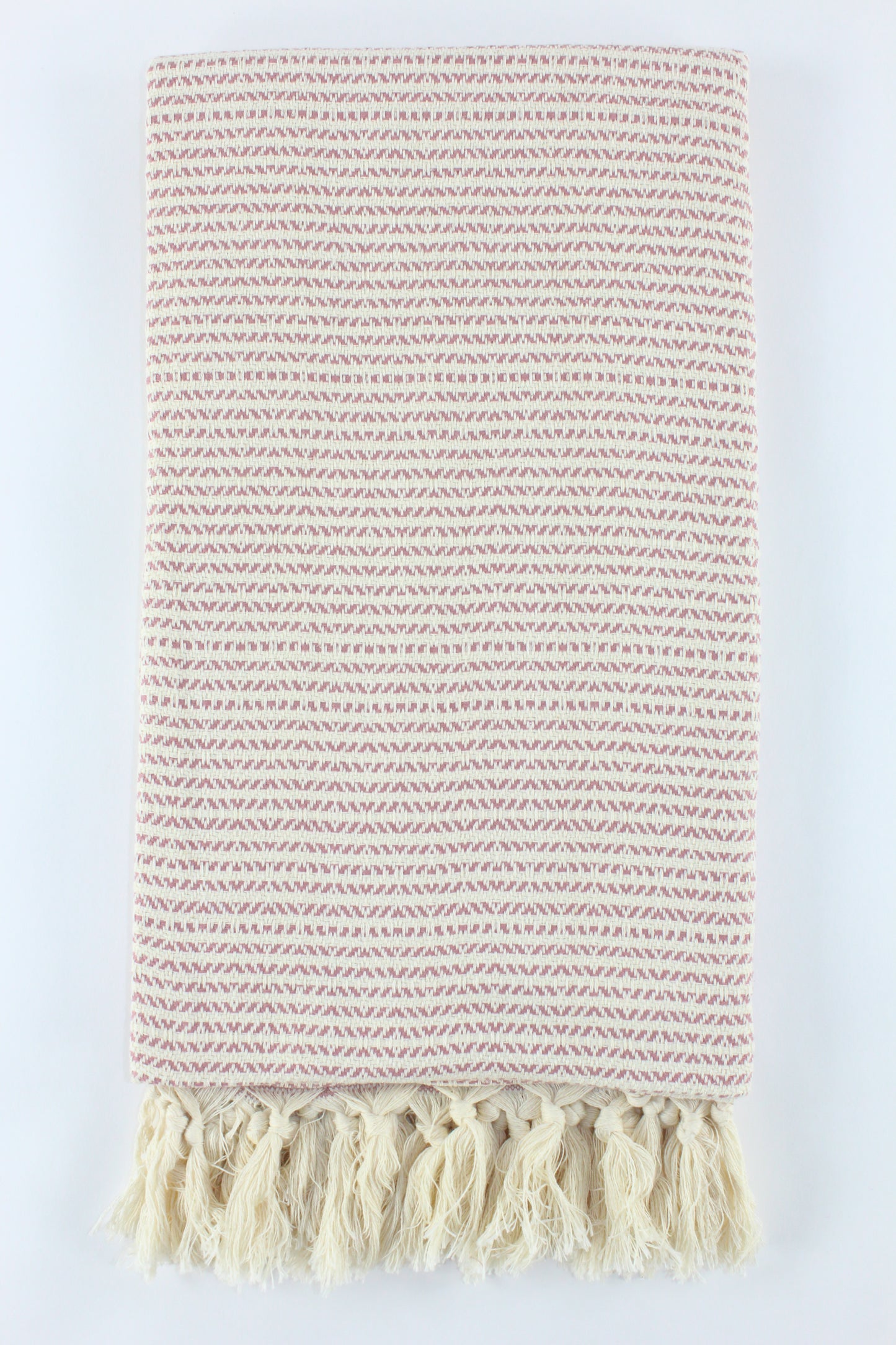 Premium Turkish Striped Diamond Towel Peshtemal Fouta (Dried Rose)
