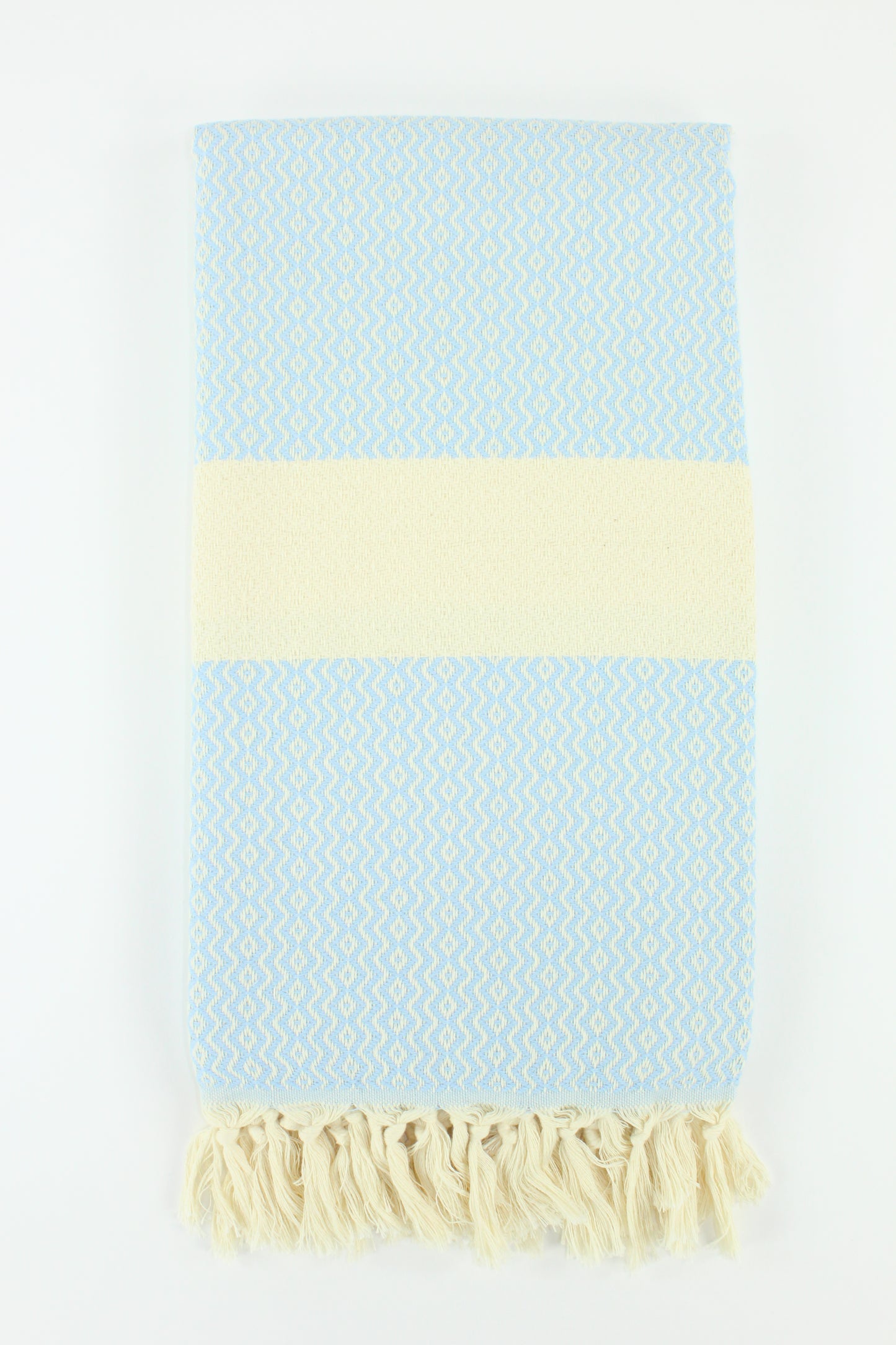Premium Turkish ZigZag Diamond Towel Peshtemal Fouta (Light Blue)