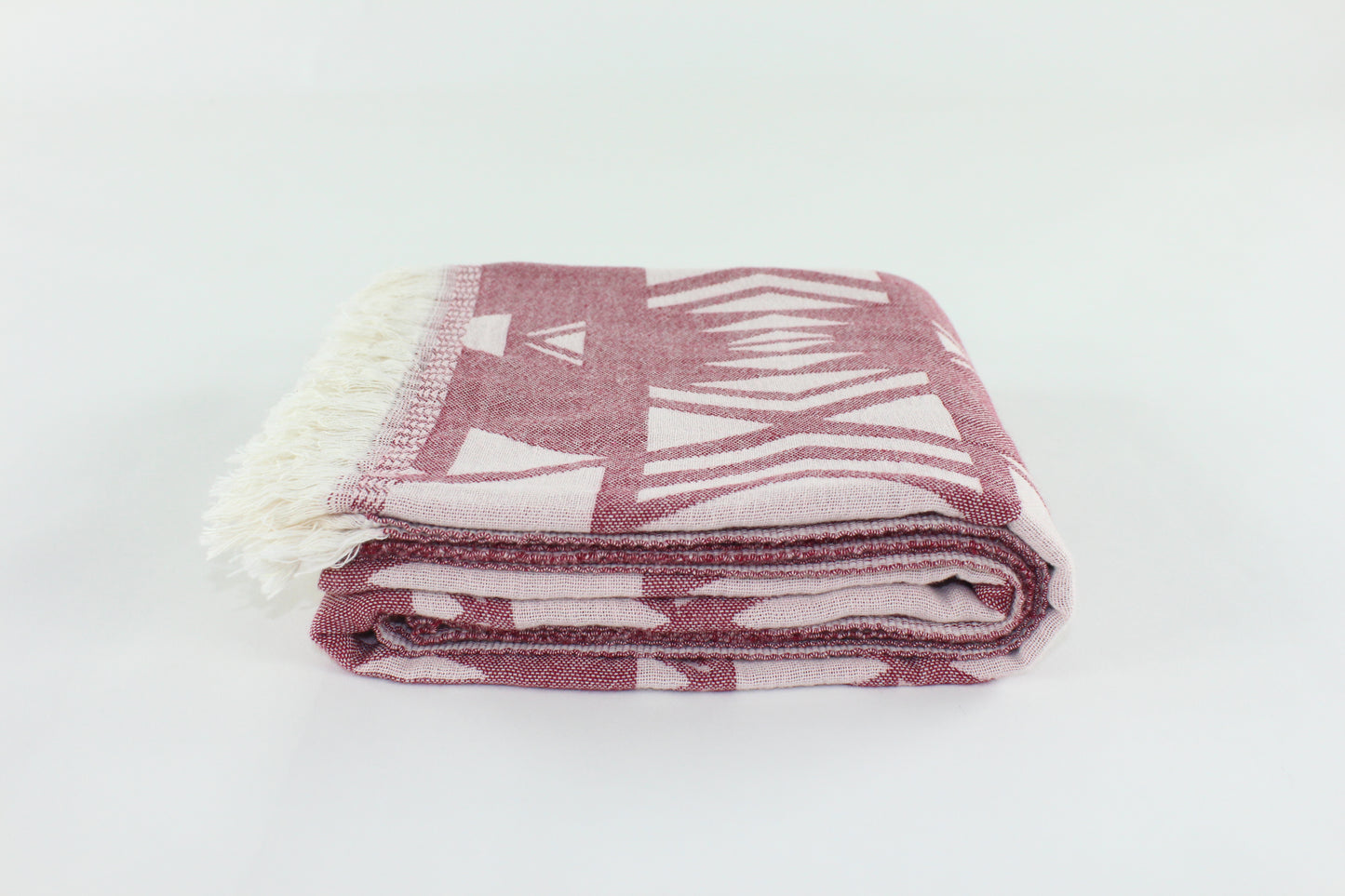 Premium Turkish Double Layer Kilim Towel Peshtemal Fouta (Burgundy)