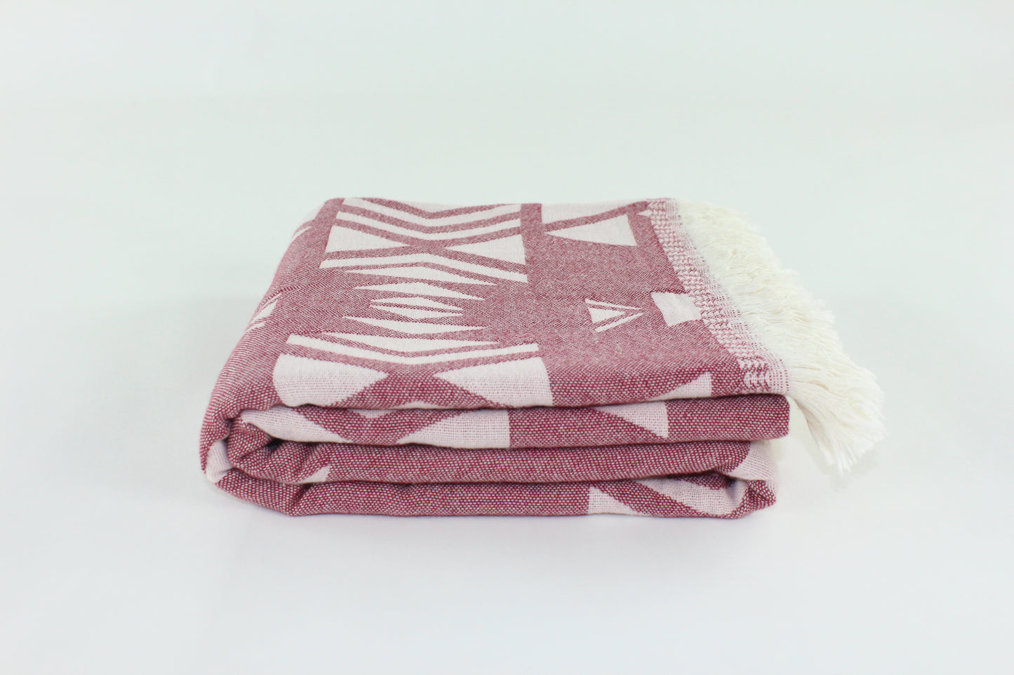 Premium Turkish Double Layer Kilim Towel Peshtemal Fouta (Burgundy)