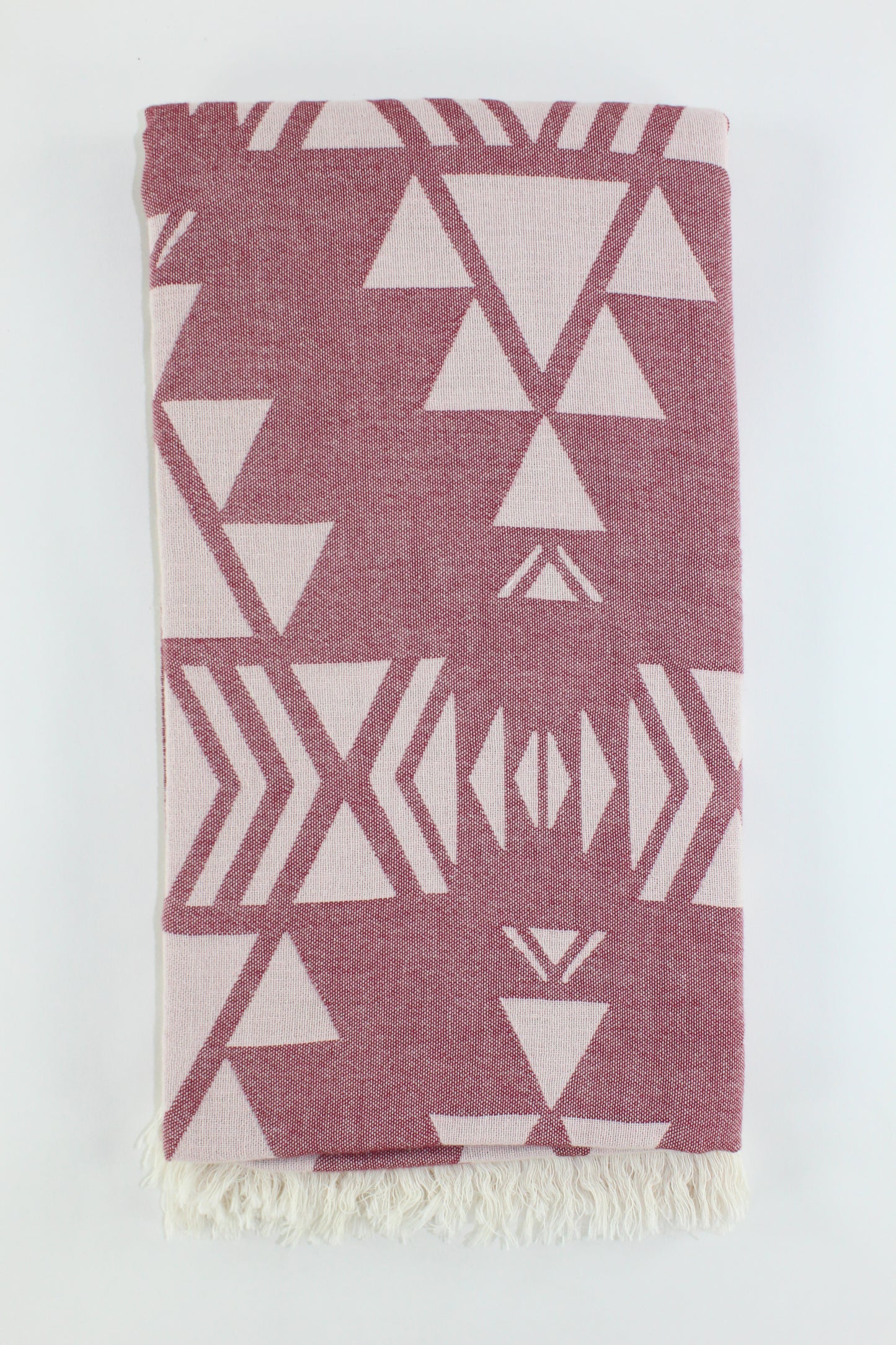 Premium Turkish Double Layer Kilim Towel Peshtemal Fouta (Burgundy)