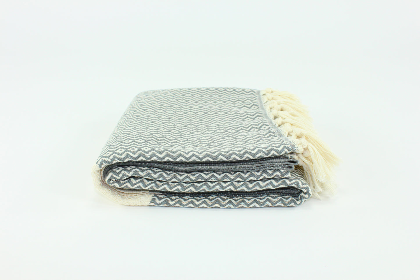 Premium Turkish ZigZag Diamond Towel Peshtemal Fouta (Gray)