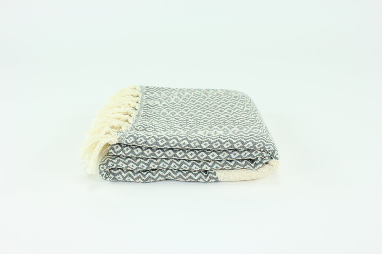 Premium Turkish ZigZag Diamond Towel Peshtemal Fouta (Gray)