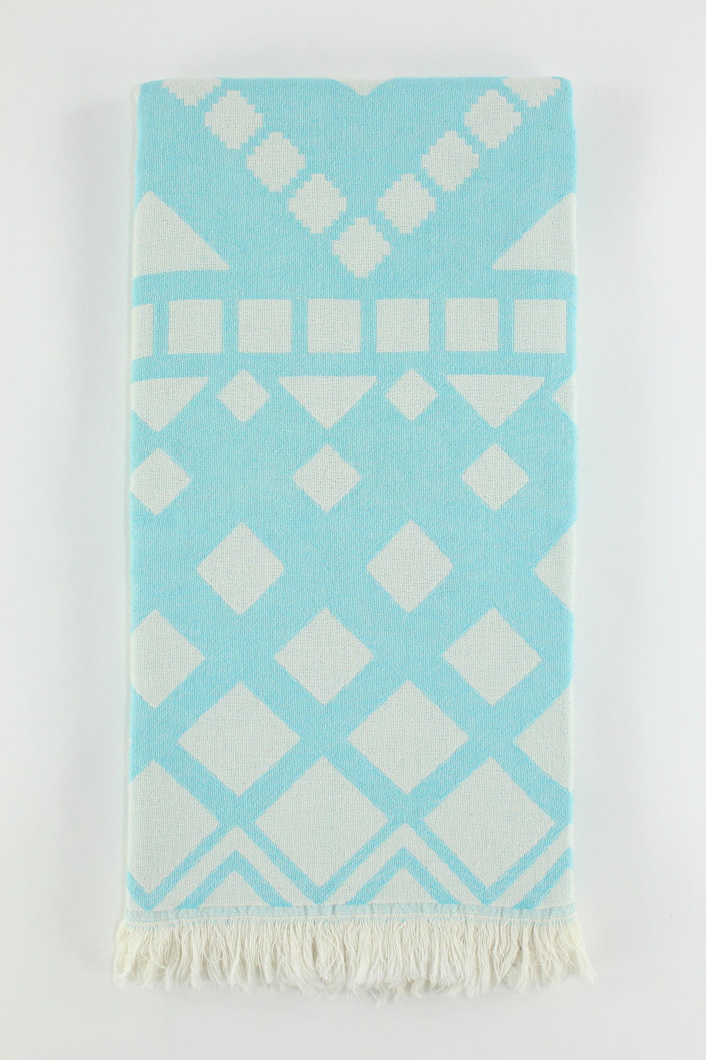 Premium Turkish Double Layer Towel Peshtemal Fouta (Turquoise Blue)
