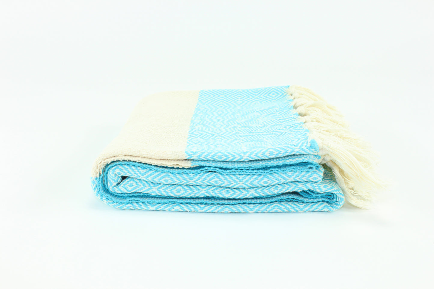 Premium Turkish Diamond Towel Peshtemal Fouta (Turquoise Blue)