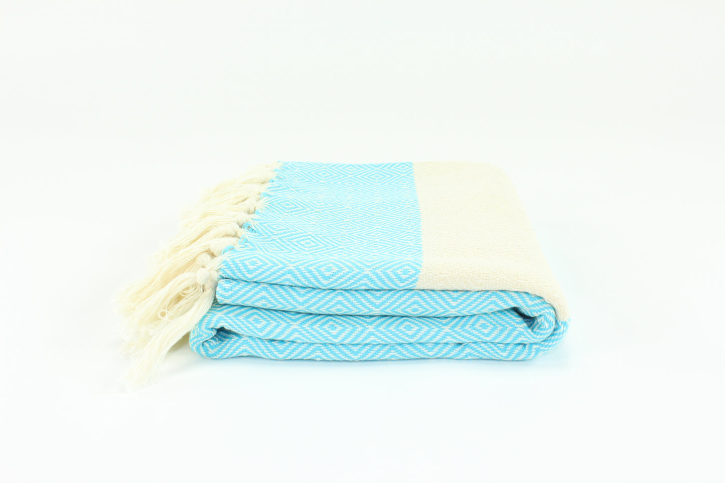 Premium Turkish Diamond Towel Peshtemal Fouta (Turquoise Blue)