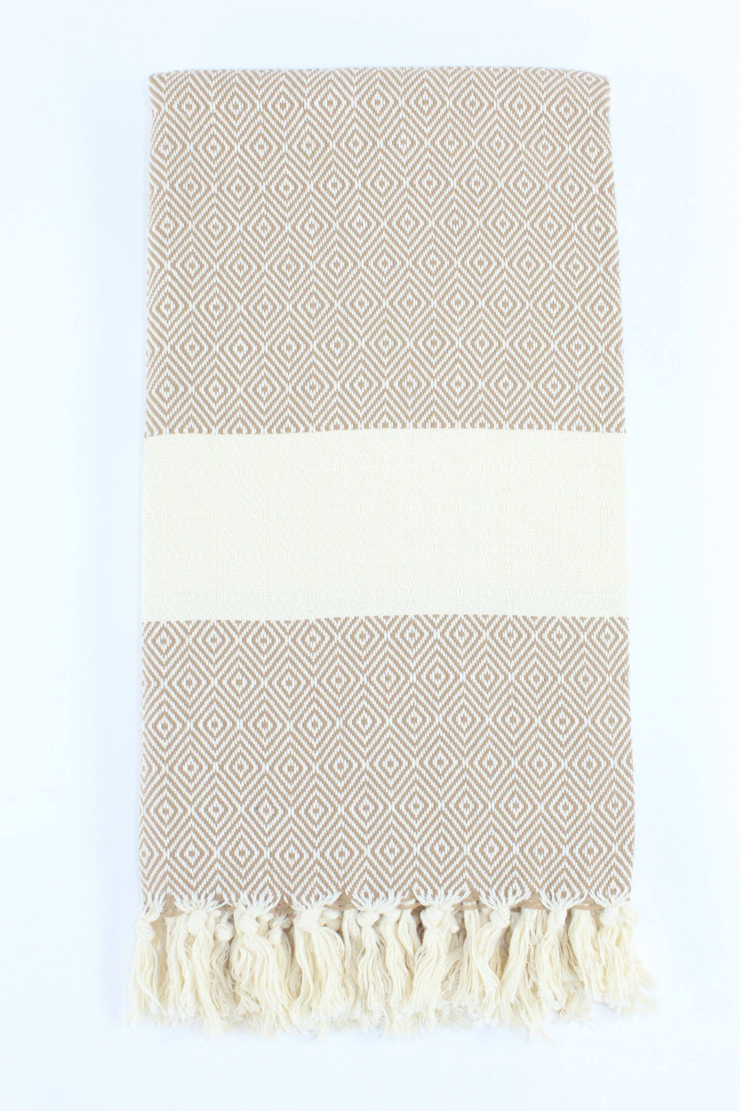 Premium Turkish Diamond Towel Peshtemal Fouta (Light Brown)