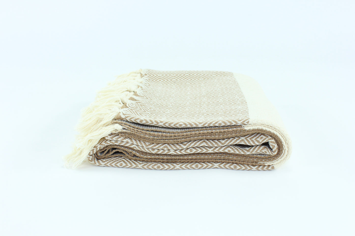 Premium Turkish Diamond Towel Peshtemal Fouta (Light Brown)