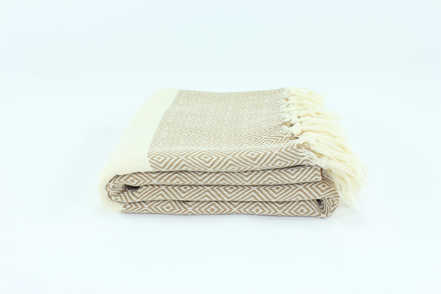 Premium Turkish Diamond Towel Peshtemal Fouta (Light Brown)