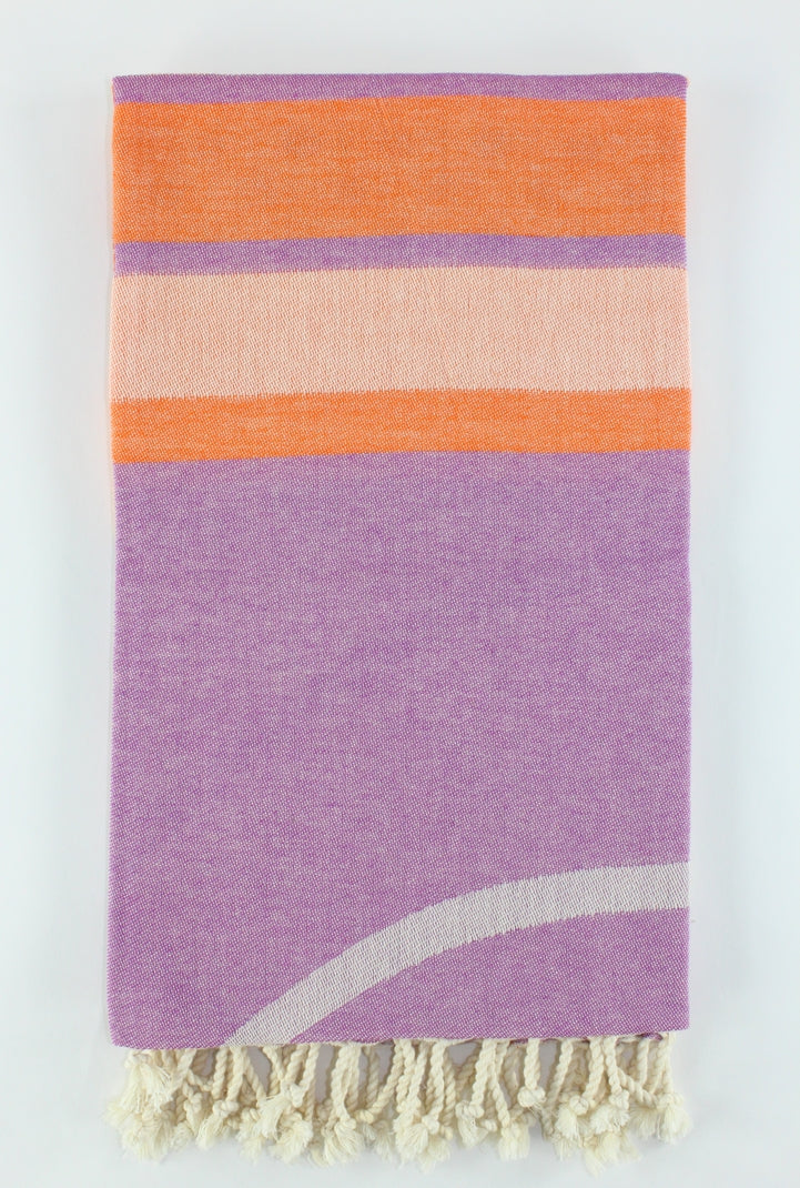 Premium Turkish Towel Peshtemal Fouta (Purple & Orange)