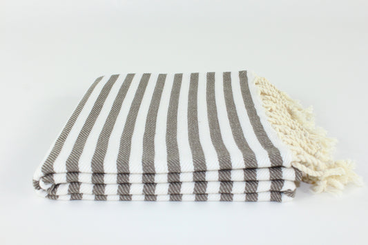 Premium Turkish Full Striped Towel Peshtemal Fouta (Brown)