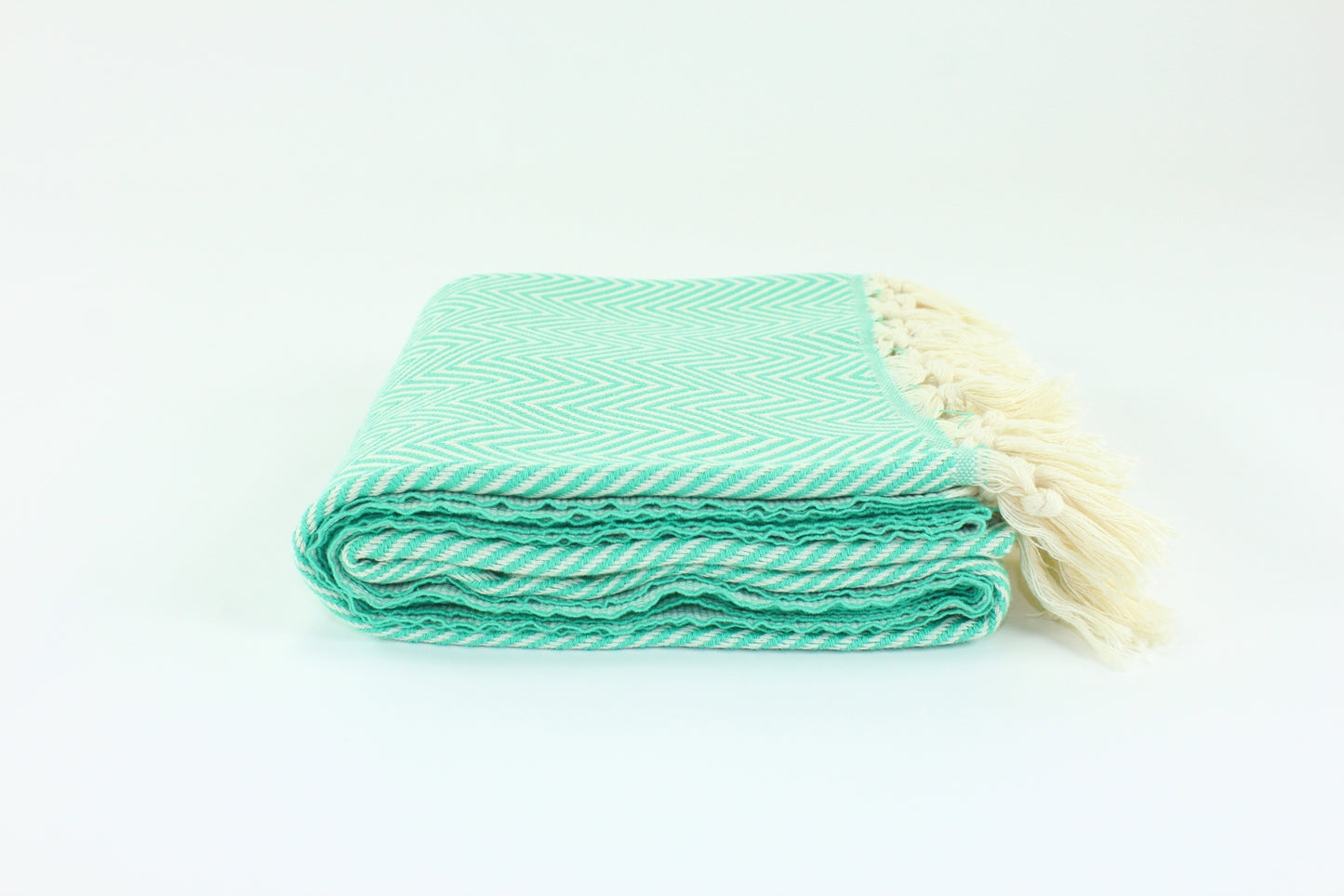 Premium Turkish Plain Herringbone Towel Peshtemal Fouta (Seafoam Green)