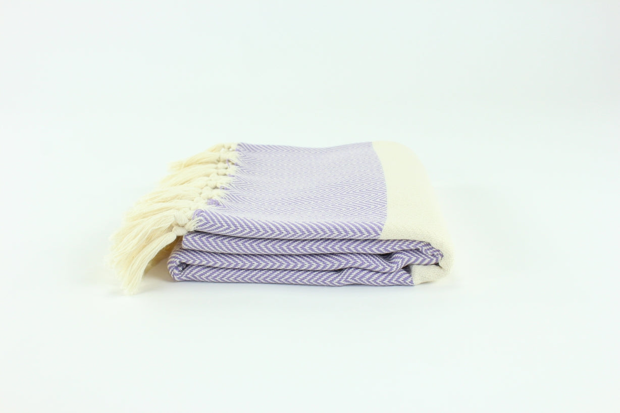 Premium Turkish Herringbone Towel Peshtemal Fouta (Lilac)
