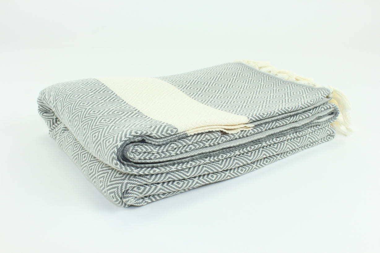 Premium Turkish Diamond Blanket Throw (Gray)