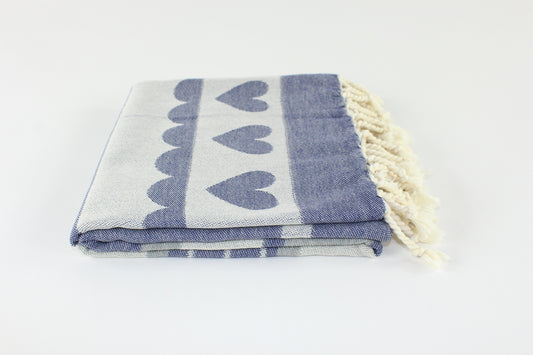 Premium Turkish Towel Peshtemal Fouta (Navy Blue & Gray)