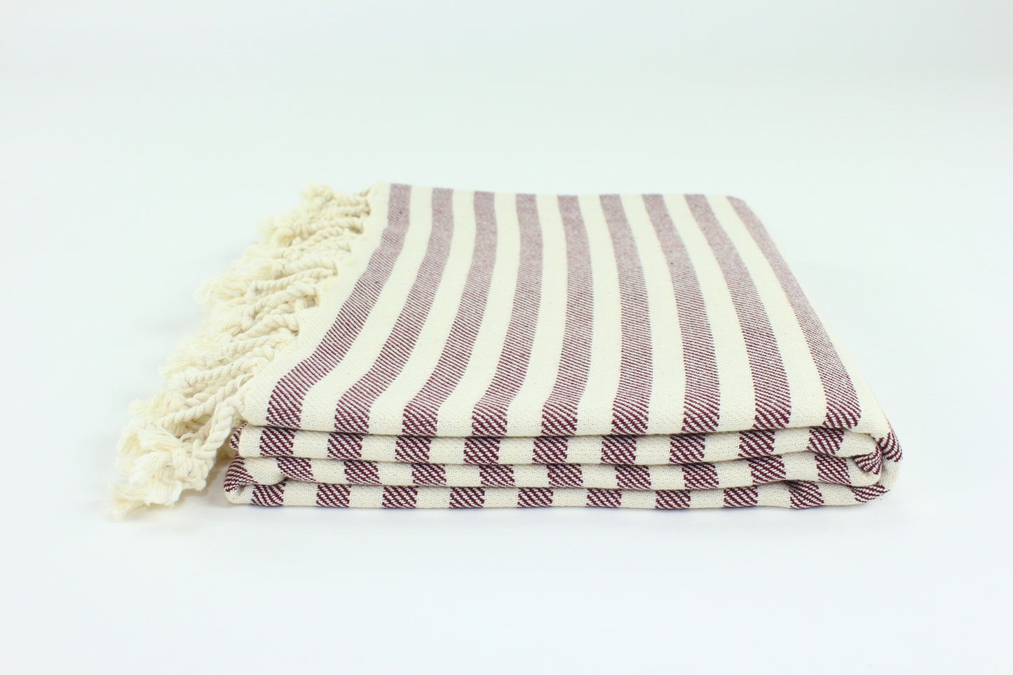 Premium Turkish Full Striped Towel Peshtemal Fouta (Burgundy)