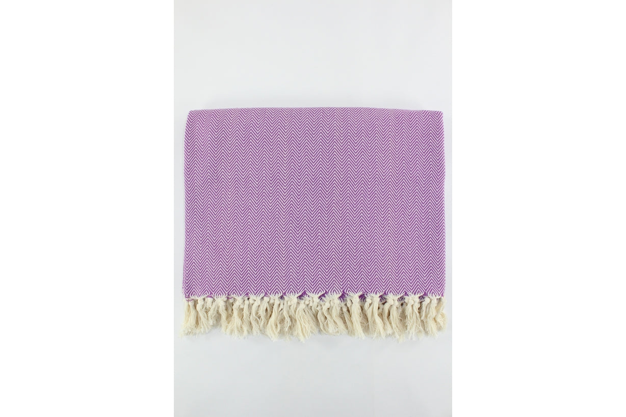 Premium Turkish Plain Herringbone Blanket Throw (Purple)
