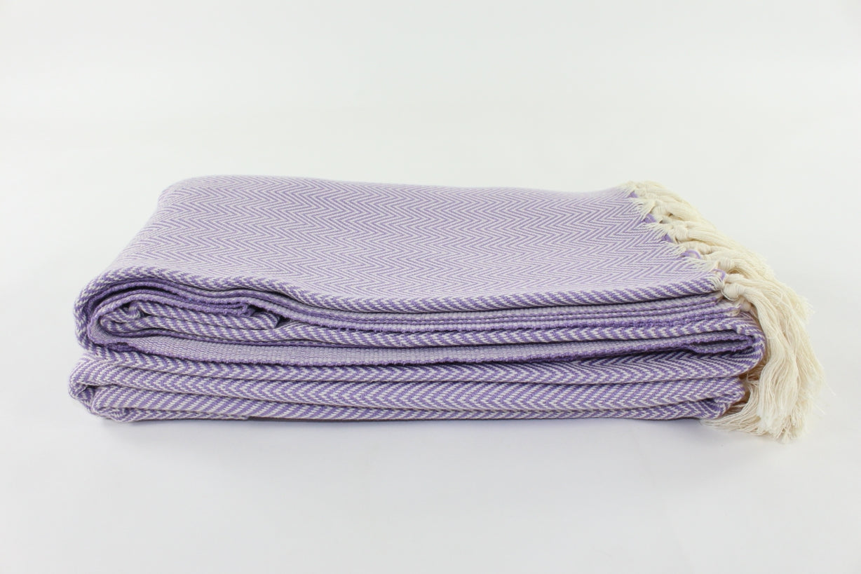 Premium Turkish Plain Herringbone Blanket Throw (Lilac)