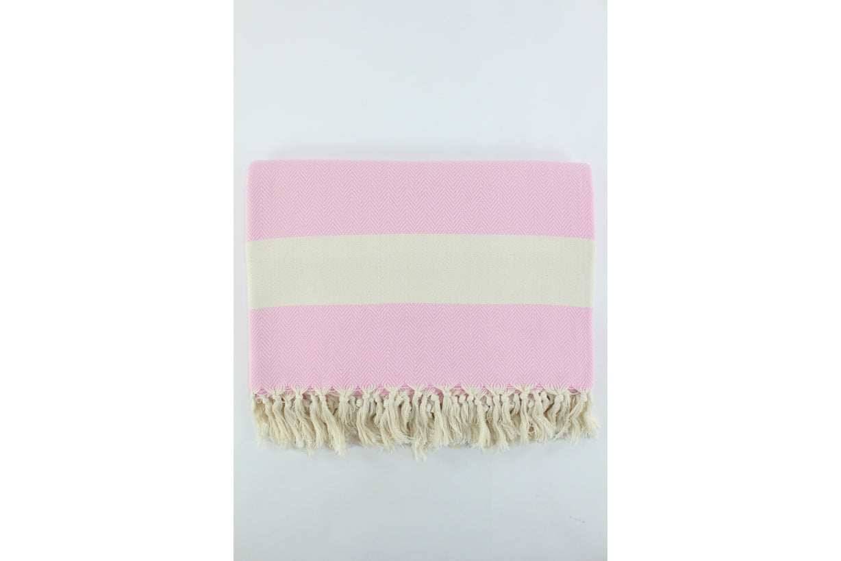 Premium Turkish Herringbone Blanket Throw (Light Pink)