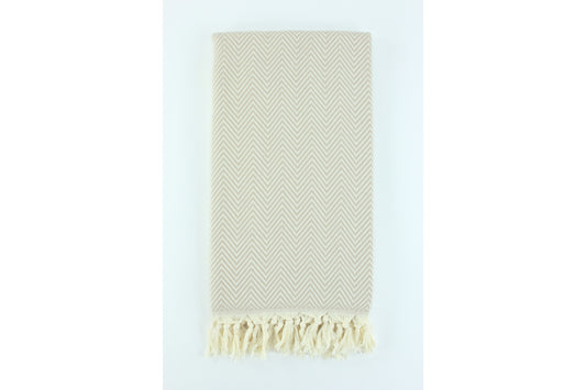 Premium Turkish Plain Herringbone Towel Peshtemal Fouta (Beige)
