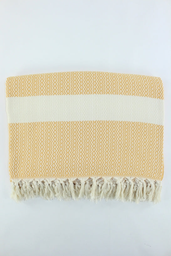 Premium Turkish ZigZag Diamond Blanket Throw (Mustard)