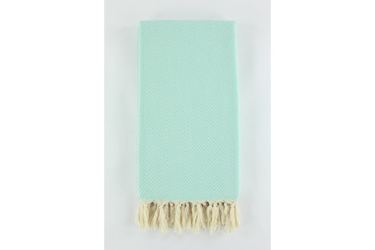 Premium Turkish Plain Herringbone Towel Peshtemal Fouta (Mint)