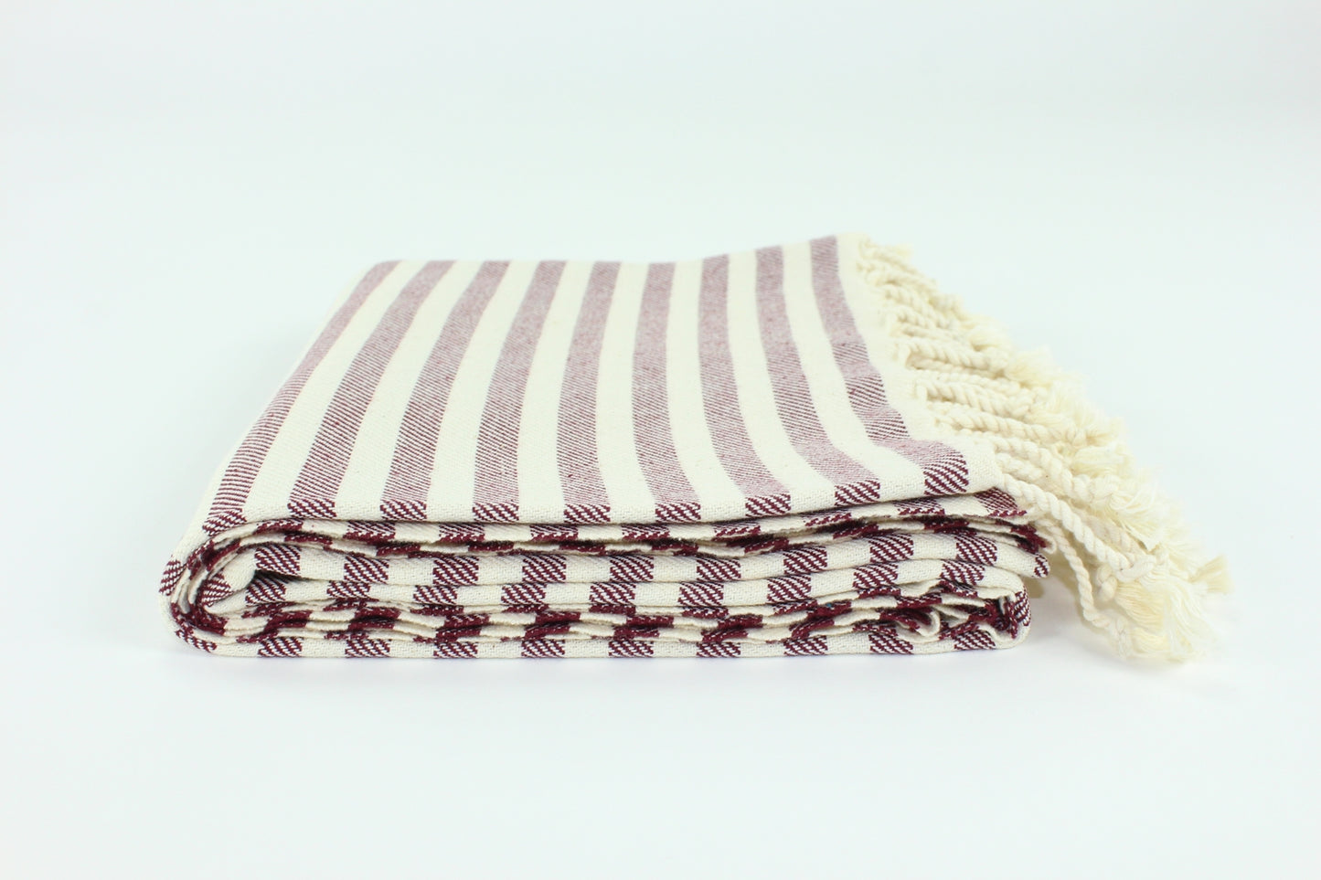 Premium Turkish Full Striped Towel Peshtemal Fouta (Burgundy)