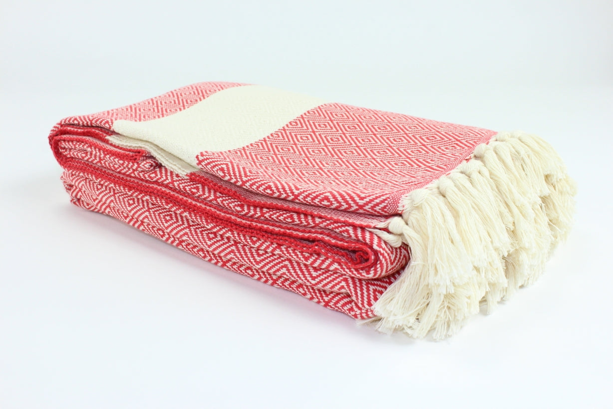 Premium Turkish Diamond Blanket Throw (Red)