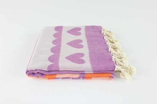 Premium Turkish Towel Peshtemal Fouta (Purple & Orange)