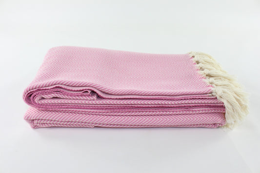 Premium Turkish Plain Herringbone Blanket Throw (Pink Lilac)