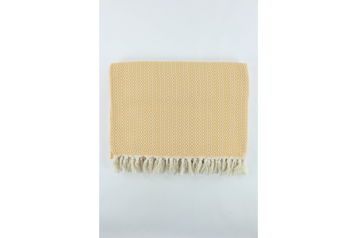 Premium Turkish Plain ZigZag Diamond Blanket Throw (Mustard)