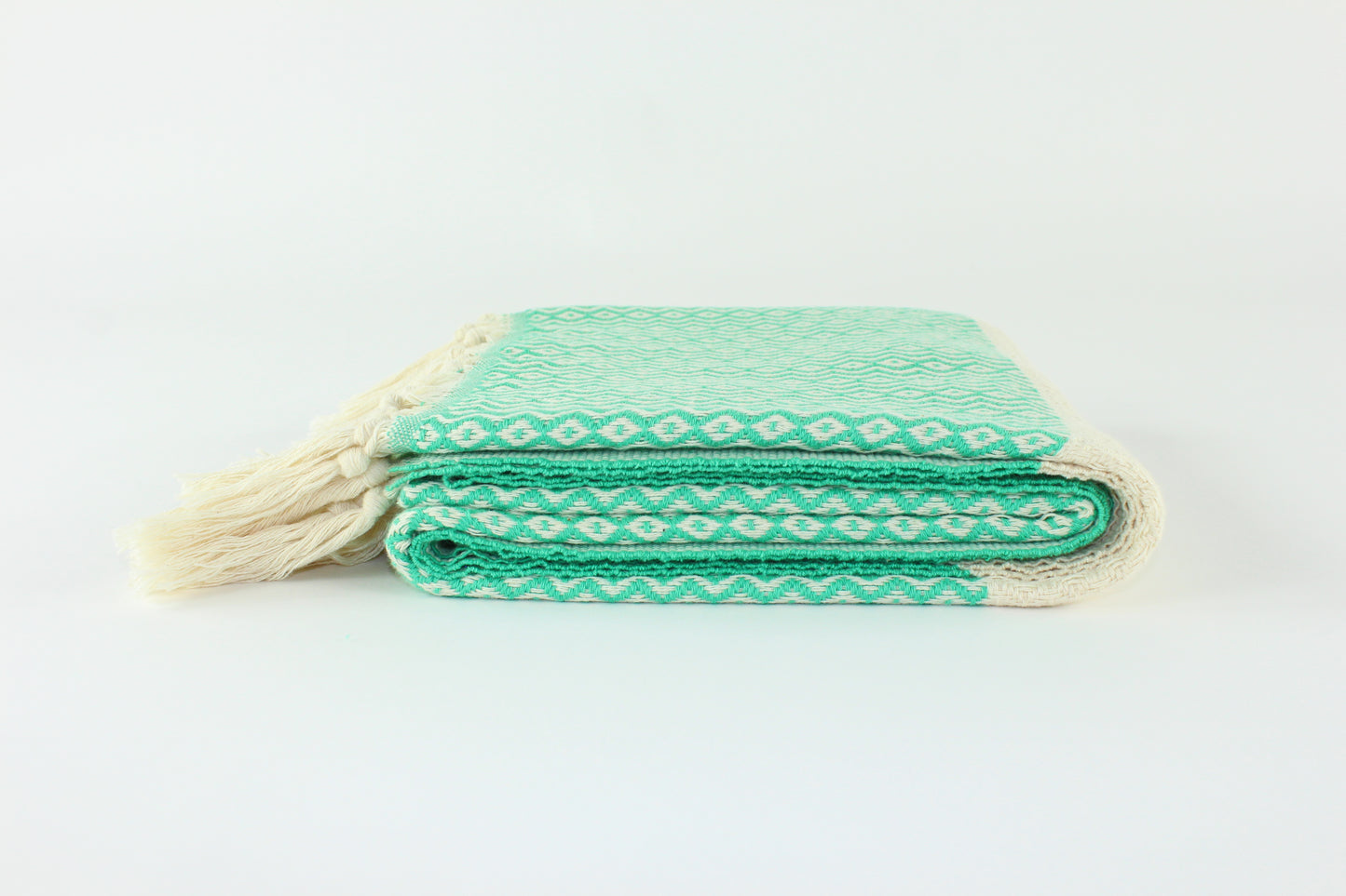 Premium Turkish ZigZag Diamond Towel Peshtemal Fouta (Seafoam Green)