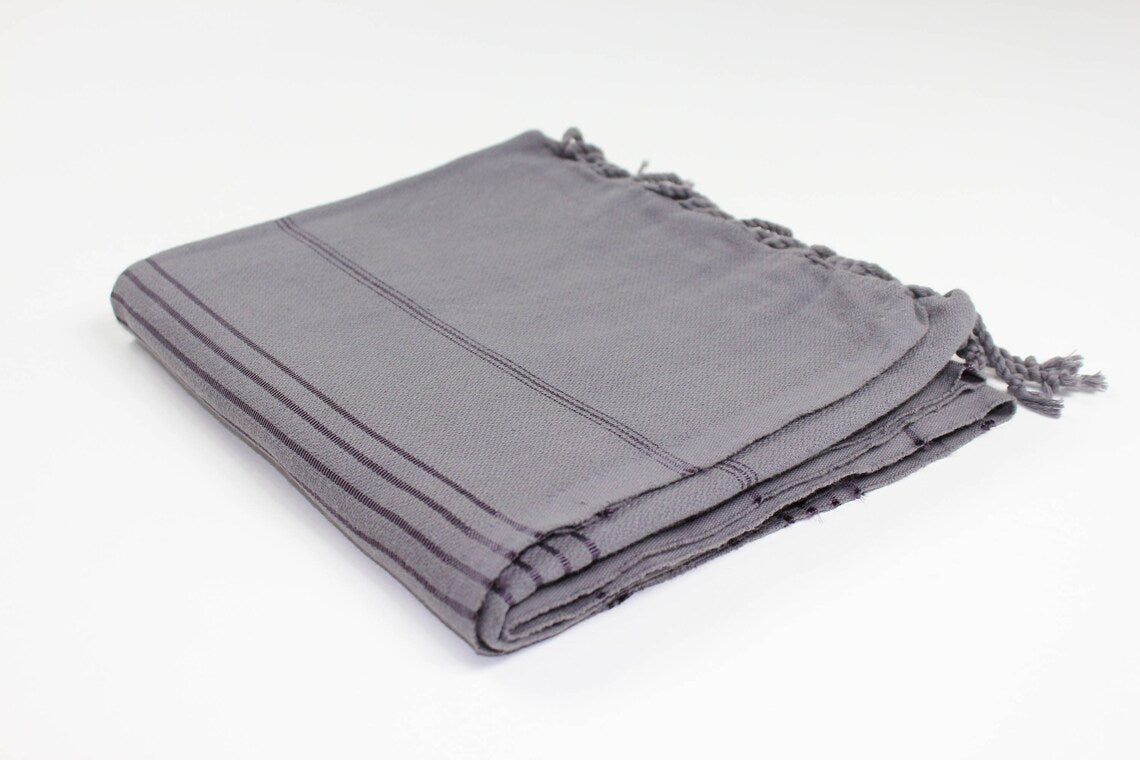 Premium Turkish Striped Towel Peshtemal Fouta (Anthracite Gray)