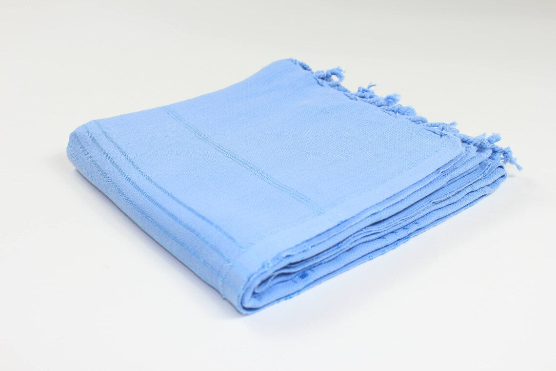 Premium Turkish Striped Towel Peshtemal Fouta (Baby Blue)