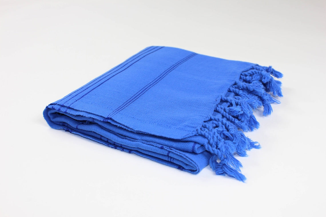 Premium Turkish Striped Towel Peshtemal Fouta (Royal Blue)