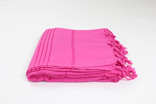 Premium Turkish Striped Towel Peshtemal Fouta (Fuchsia Pink)