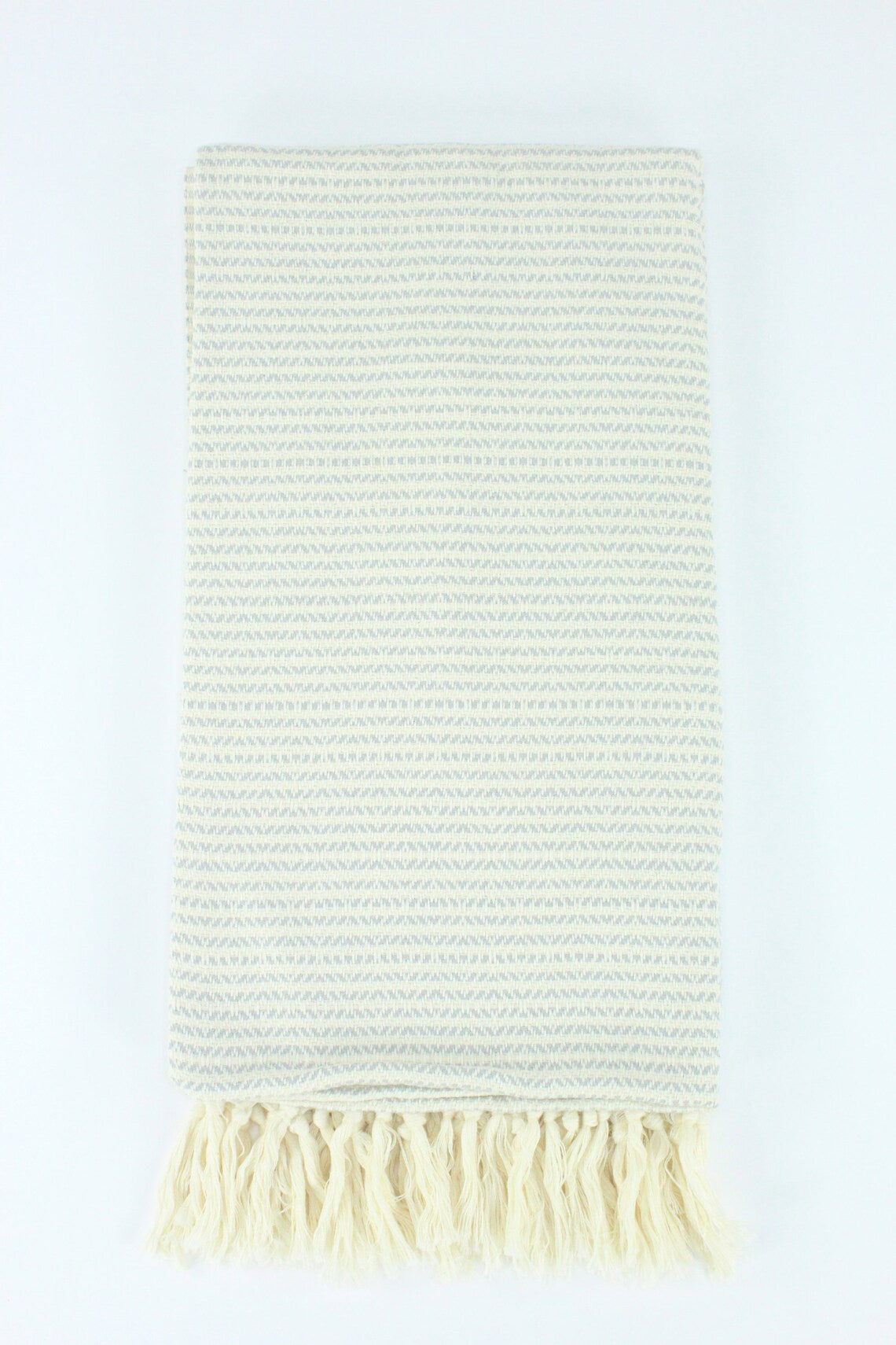 Premium Turkish Striped Diamond Towel Peshtemal Fouta (Light Gray)
